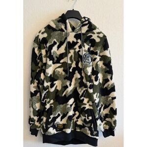 Cascade Armory Mens Camo Sherpa Fleece Hoodie Green Camouflage Pullover Large‎
